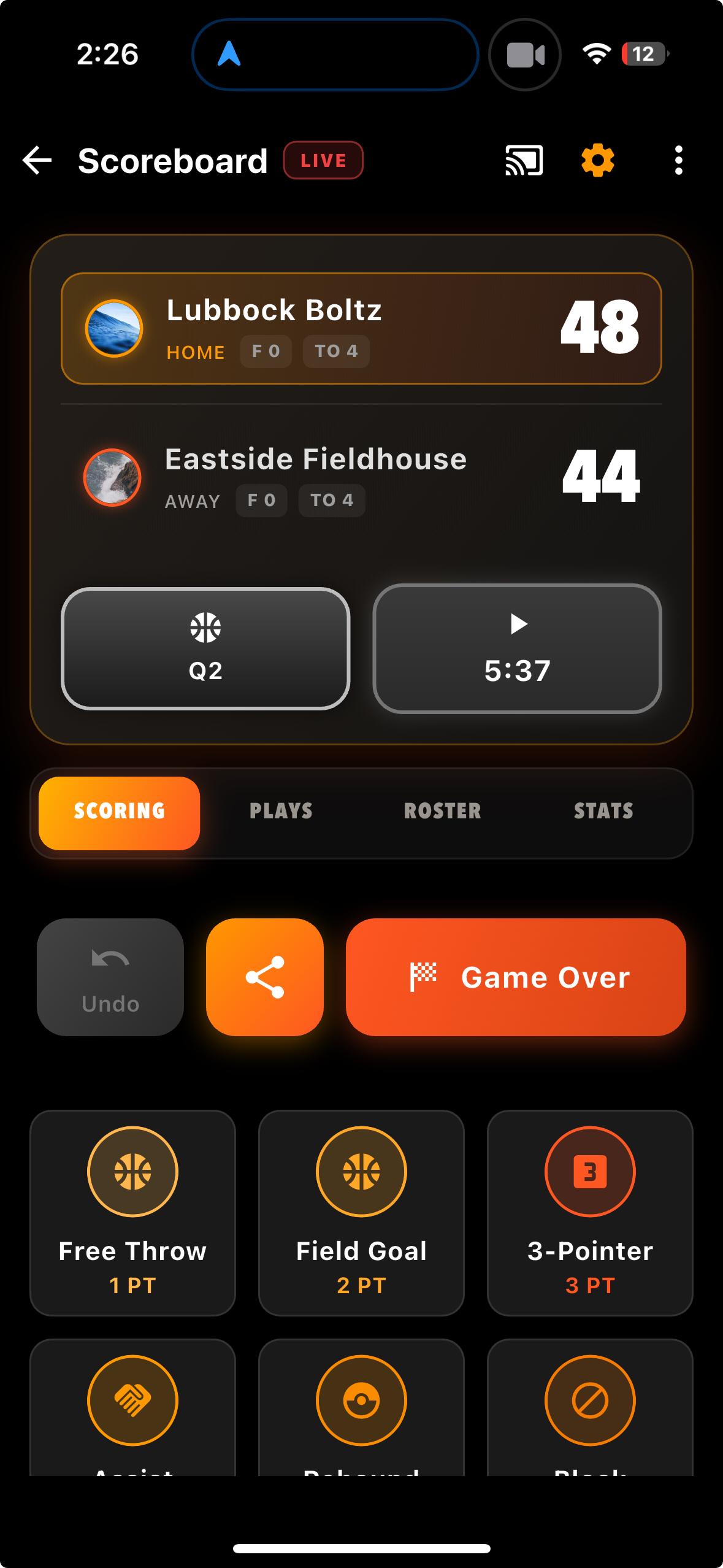 Scoreboard on CheckUp