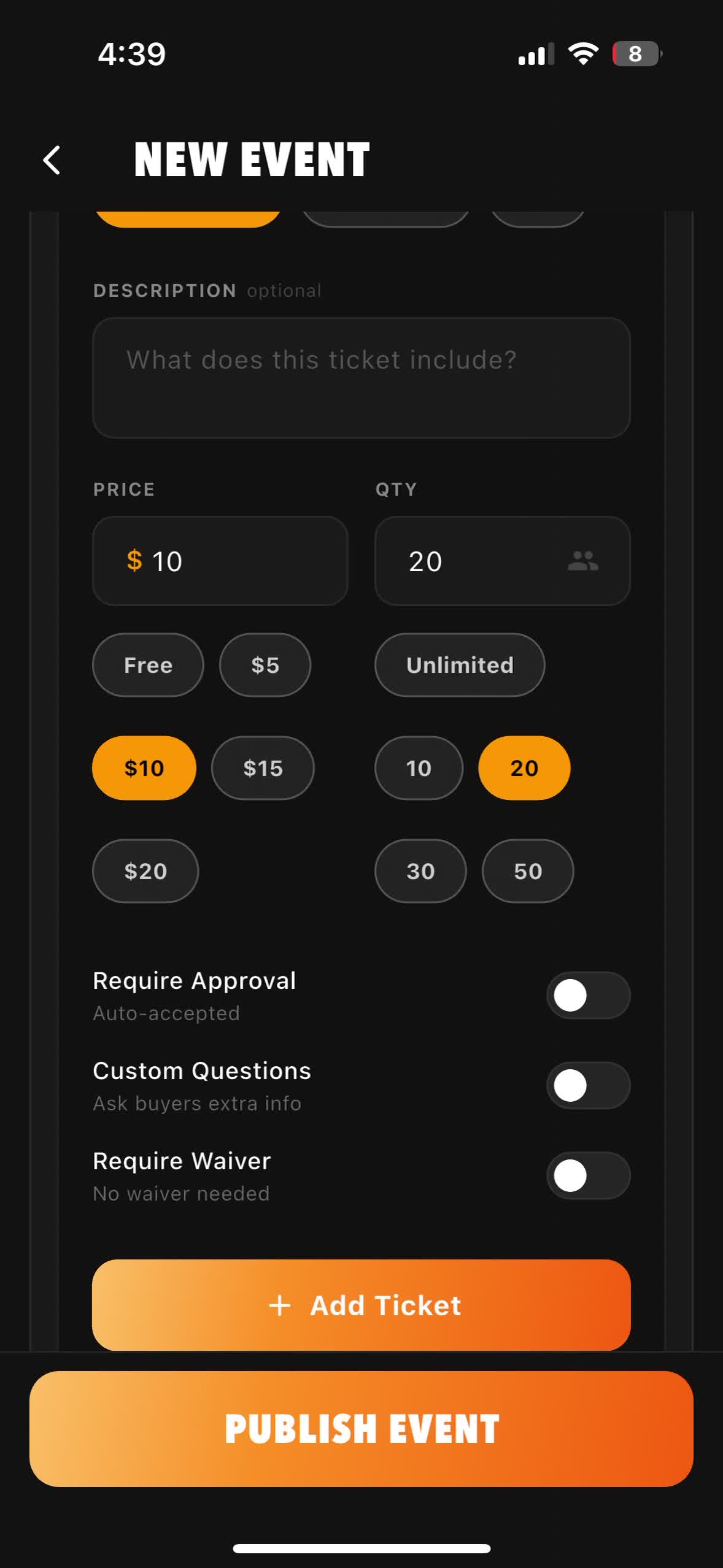 Set a ticket type, price and capacity video preview