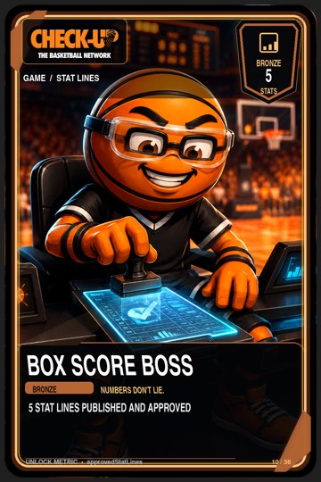 10 game stat lines bronze box score boss trading-cards Original finished Check-Up trophy trading card