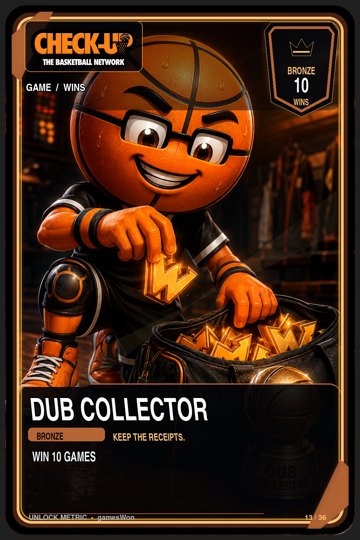 13 game wins bronze dub collector trading-cards Original finished Check-Up trophy trading card