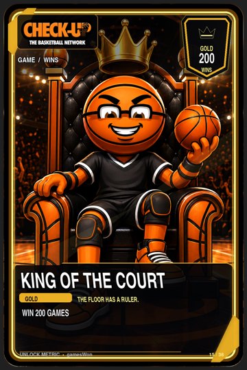 15 game wins gold king of the court trading-cards Original finished Check-Up trophy trading card