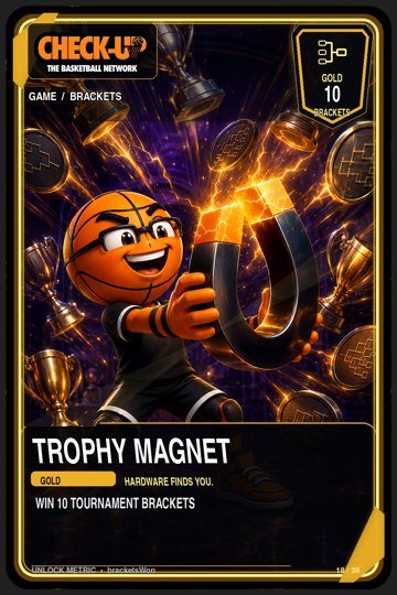 18 game brackets gold trophy magnet trading-cards Original finished Check-Up trophy trading card