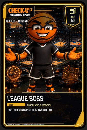 21 builder hosting gold league boss trading-cards Original finished Check-Up trophy trading card