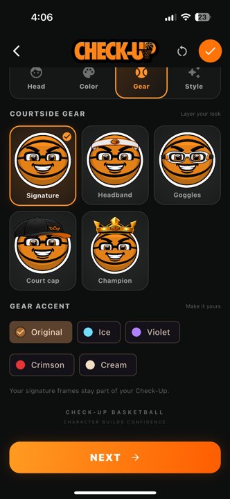 Avatar customizer Gear options avatar Actual iPhone capture