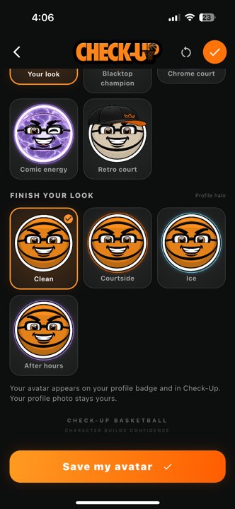 Avatar customizer Style options avatar Actual iPhone capture