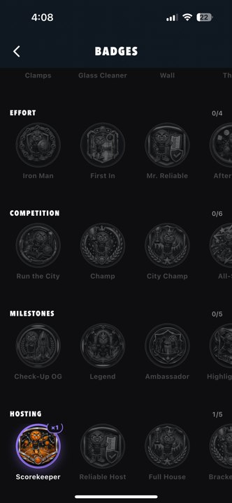 Badges full collection more badges Actual app · earned and locked badge collection