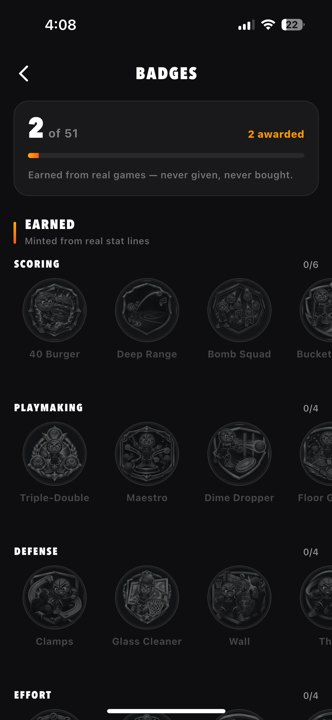 Badges full collection overview badges Actual app · earned and locked badge collection