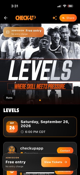 Events LEVELS overview events Actual iPhone capture