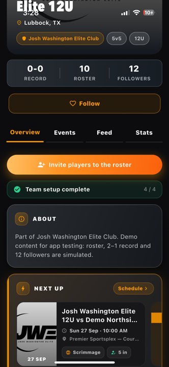 Teams 04 jwe details teams Actual app · existing demo team data