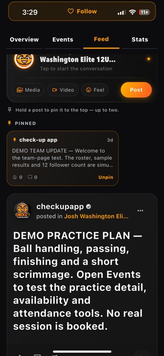 Teams jwe Feed content teams Actual app · existing demo team data